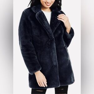 Apparis Navy Faux Fur Eloise Teddy Jacket  NWT - as featured in Us Weekly